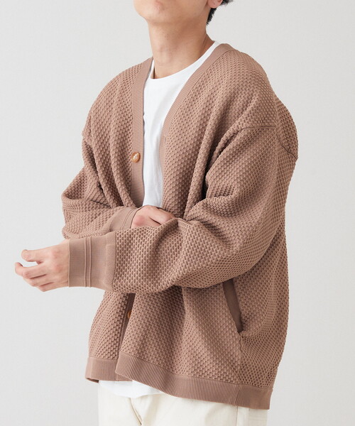 B.C STOCK（ベーセーストック）の「【カーディガン+カットソーの2点SET】ラーベン編みカーディガン（カーディガン/ボレロ・メンズ・ホワイト/ベージュ/グレー/ピンク/グリーン・MEDIUM/LARGE）」の16枚目の写真