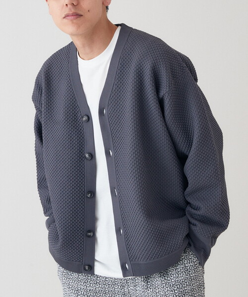 B.C STOCK（ベーセーストック）の「【カーディガン+カットソーの2点SET】ラーベン編みカーディガン（カーディガン/ボレロ・メンズ・ホワイト/ベージュ/グレー/ピンク/グリーン・MEDIUM/LARGE）」の21枚目の写真