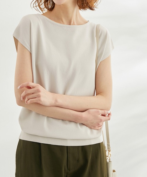 ROPE' PICNIC（ロペピクニック）の「【WEB限定】Beauty knit/UVカット・接触冷感・洗濯機洗いOK/フレンチニット（ニット/セーター・レディース・ライトグレー/ブルー系その他2/ブラック・38）」の2枚目の写真