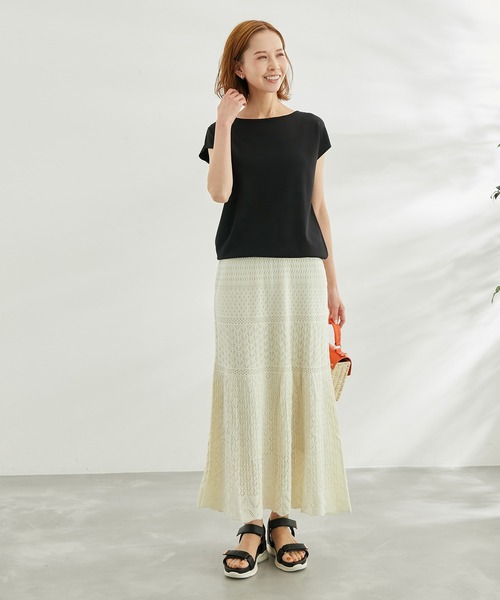 ROPE' PICNIC（ロペピクニック）の「【WEB限定】Beauty knit/UVカット・接触冷感・洗濯機洗いOK/フレンチニット（ニット/セーター・レディース・ライトグレー/ブルー系その他2/ブラック・38）」の5枚目の写真