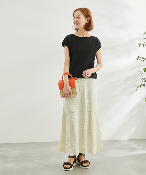 ROPE' PICNIC（ロペピクニック）の「【WEB限定】Beauty knit/UVカット・接触冷感・洗濯機洗いOK/フレンチニット（ニット/セーター・レディース・ライトグレー/ブルー系その他2/ブラック・38）」の6枚目の写真