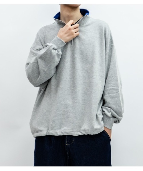 Beno(ビーノ)の「ライトTC裏毛 ハーフジップ トレーナー(スウェット・メンズ・ブラック/グリーン/オフホワイト/杢グレー・L/M)」の15枚目の写真
