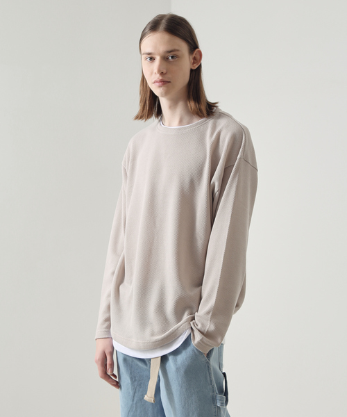 ABAHOUSE(アバハウス)の「鹿の子フェイクレイヤード/ロングTシャツ(Tシャツ/カットソー・メンズ・ブラック/ライトベージュ/ライトグレー/ライム・M/L)」の3枚目の写真