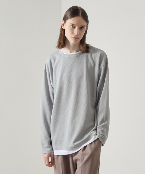 ABAHOUSE(アバハウス)の「鹿の子フェイクレイヤード/ロングTシャツ(Tシャツ/カットソー・メンズ・ブラック/ライトベージュ/ライトグレー/ライム・M/L)」の2枚目の写真