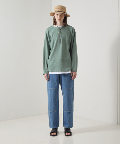 ABAHOUSE(アバハウス)の「鹿の子フェイクレイヤード/ロングTシャツ(Tシャツ/カットソー・メンズ・ブラック/ライトベージュ/ライトグレー/ライム・M/L)」の12枚目の写真