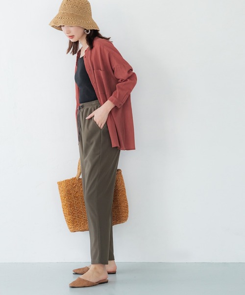 coca(coca)(コカ)の「コットン楊柳バンドカラーシャツ(シャツ/ブラウス・レディース・ブラック/ホワイト/グリーン/オレンジ・M/L)」の19枚目の写真