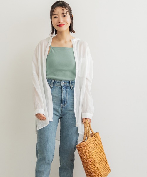 coca(coca)(コカ)の「コットン楊柳バンドカラーシャツ(シャツ/ブラウス・レディース・ブラック/ホワイト/グリーン/オレンジ・M/L)」の16枚目の写真