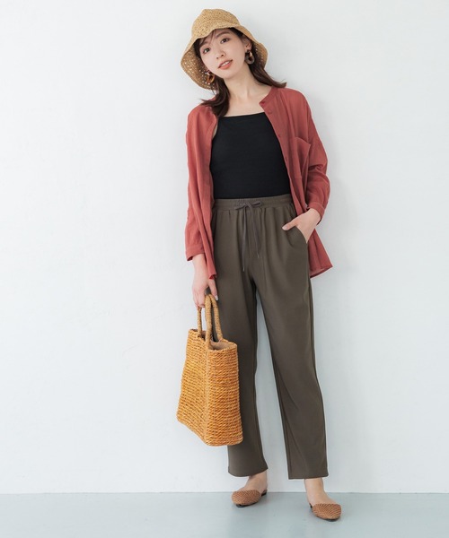 coca(coca)(コカ)の「コットン楊柳バンドカラーシャツ(シャツ/ブラウス・レディース・ブラック/ホワイト/グリーン/オレンジ・M/L)」の8枚目の写真