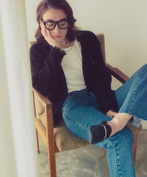 CAPRICIEUX LE'MAGE（カプリシューレマージュ）の「ワイドフレームメガネ（メガネ・レディース・ブラック/ベージュ・FREE）」の9枚目の写真