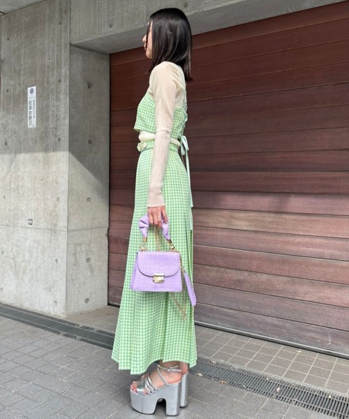 REDYAZEL（レディアゼル）の「ギンガムチェックバックレースキャミソール（キャミソール・レディース・グリーン/ラベンダー/ブラック・SMALL/MEDIUM）」の10枚目の写真