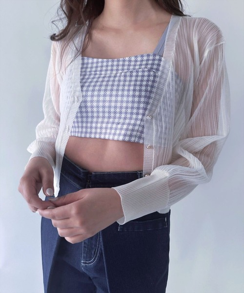 REDYAZEL（レディアゼル）の「ギンガムチェックバックレースキャミソール（キャミソール・レディース・グリーン/ラベンダー/ブラック・SMALL/MEDIUM）」の4枚目の写真