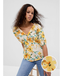 GAP | 袖コンシャス リネンブレンド ペプラムトップス(シャツ/ブラウス)