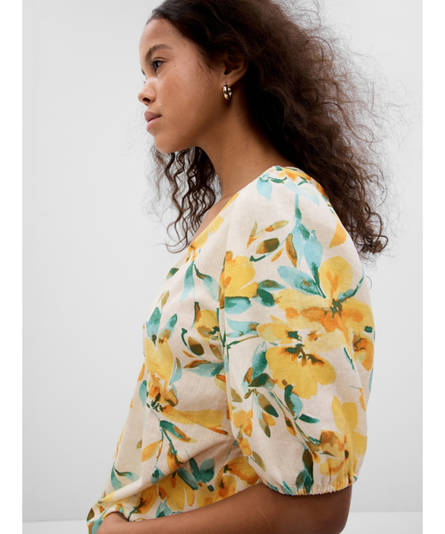 GAP（ギャップ）の「袖コンシャス リネンブレンド ペプラムトップス（シャツ/ブラウス・レディース・グリーン/イエロー・S/XS/L/M/XXS）」の5枚目の写真