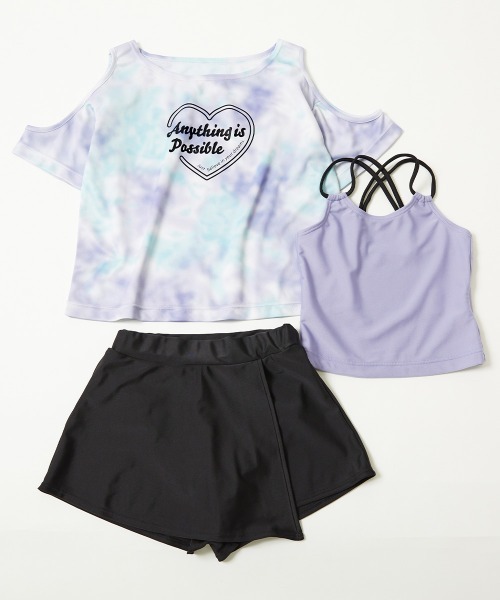 セパレート水着セット 多色展開 devirock｜UVカット サロペット付き セパレート水着 3Pセット