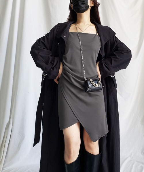 me+em select(ミームセレクト)の「サイドタックミニキャミワンピース(ワンピース・レディース・グレー/ブラック/ブラウン・FREE)」の22枚目の写真