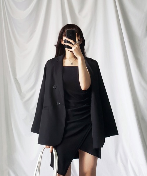 me+em select(ミームセレクト)の「サイドタックミニキャミワンピース(ワンピース・レディース・グレー/ブラック/ブラウン・FREE)」の15枚目の写真