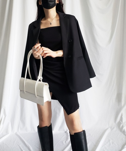 me+em select(ミームセレクト)の「サイドタックミニキャミワンピース(ワンピース・レディース・グレー/ブラック/ブラウン・FREE)」の13枚目の写真