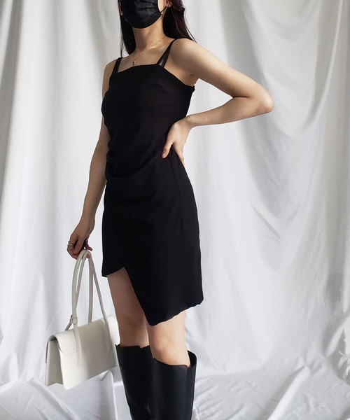 me+em select(ミームセレクト)の「サイドタックミニキャミワンピース(ワンピース・レディース・グレー/ブラック/ブラウン・FREE)」の9枚目の写真