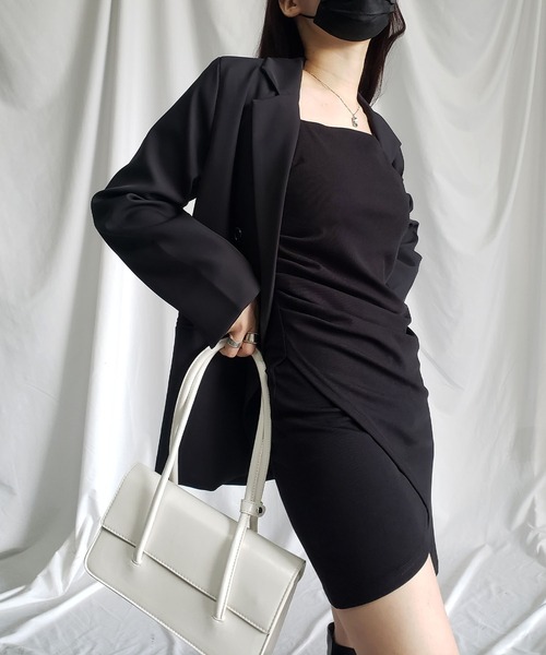 me+em select(ミームセレクト)の「サイドタックミニキャミワンピース(ワンピース・レディース・グレー/ブラック/ブラウン・FREE)」の14枚目の写真