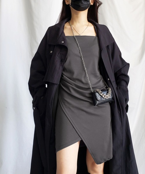 me+em select(ミームセレクト)の「サイドタックミニキャミワンピース(ワンピース・レディース・グレー/ブラック/ブラウン・FREE)」の21枚目の写真