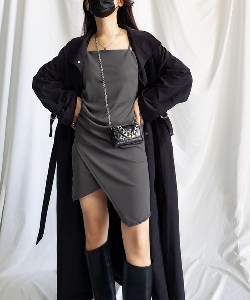 me+em select(ミームセレクト)の「サイドタックミニキャミワンピース(ワンピース・レディース・グレー/ブラック/ブラウン・FREE)」の19枚目の写真