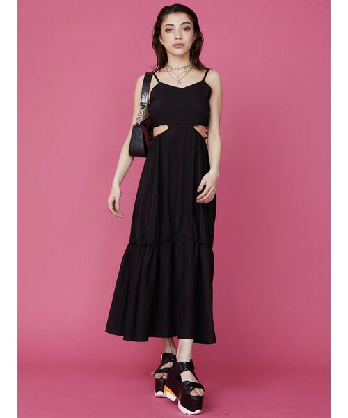 EVRIS(エヴリス)の「オープンウエストロングキャミワンピース(ワンピース・レディース・ブラック/パープル/ホワイト・FREE)」の13枚目の写真