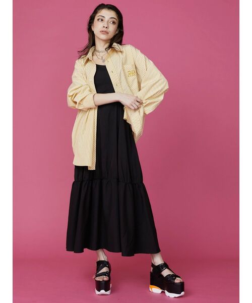 EVRIS(エヴリス)の「オープンウエストロングキャミワンピース(ワンピース・レディース・ブラック/パープル/ホワイト・FREE)」の16枚目の写真