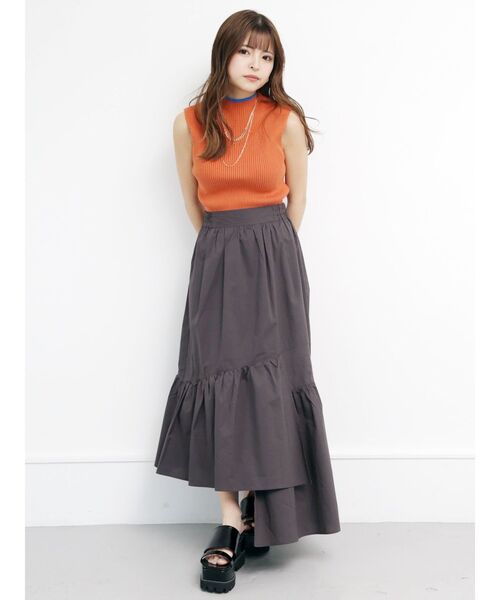 MURUA（ムルーア）の「ラインノースリーブニット（ニット/セーター・レディース・ホワイト/ブラック/オレンジ/ベージュ・FREE）」の22枚目の写真