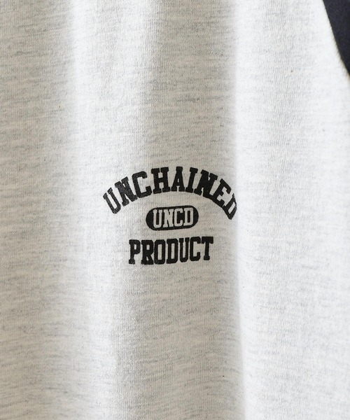 UNCORD（アンコード）の「【UNCORD】 vintage design logo raglan T-shirt ／ ワンポイント ロゴ ラグラン 7分袖 ビッグ Tシャツ（Tシャツ/カットソー・メンズ・アイボリー系/ホワイト/ホワイト×ブラック/オートミール/ホワイト×グリーン/ブラック/ブラック系/チャコール/ホワイト系/ホワイト系1・LARGE/MEDIUM/X-LARGE）」の12枚目の写真