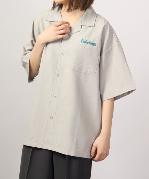 【セール】ルーズシルエット刺繍入り半袖シャツ（シャツ/ブラウス）｜ATELANE（アテレーン）