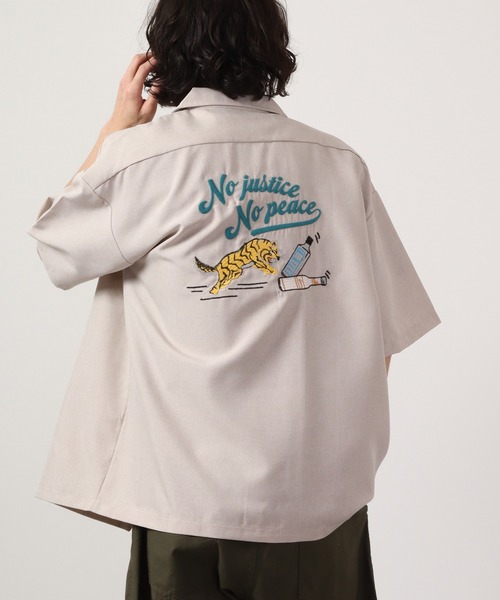 【セール】ルーズシルエット刺繍入り半袖シャツ（シャツ/ブラウス）｜ATELANE（アテレーン）