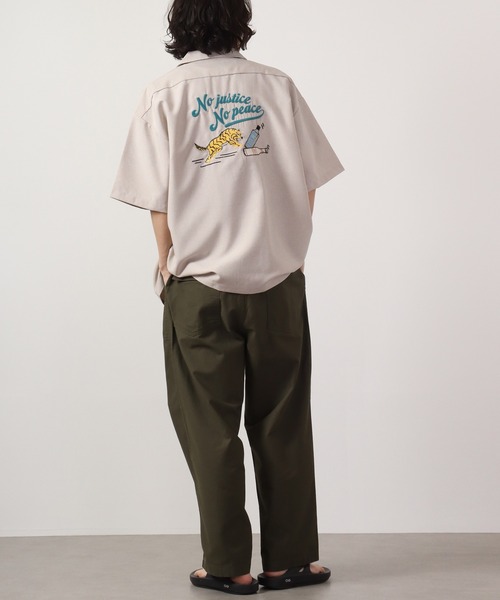 【セール】ルーズシルエット刺繍入り半袖シャツ（シャツ/ブラウス）｜ATELANE（アテレーン）