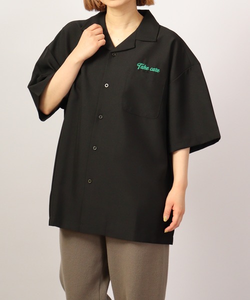 【セール】ルーズシルエット刺繍入り半袖シャツ（シャツ/ブラウス）｜ATELANE（アテレーン）