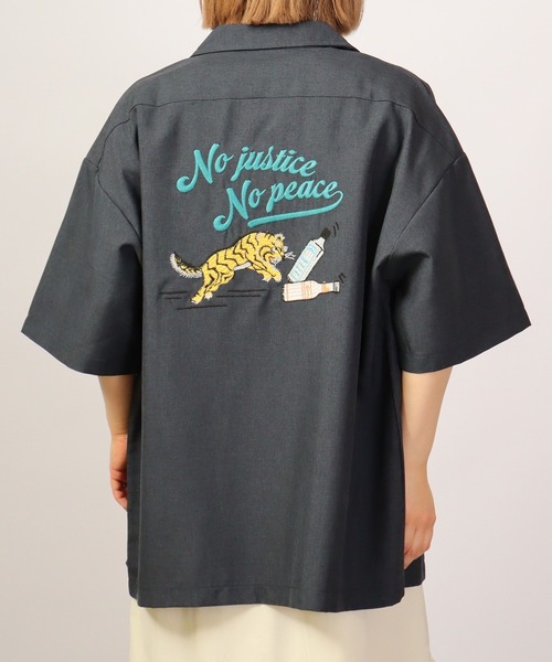 【セール】ルーズシルエット刺繍入り半袖シャツ（シャツ/ブラウス）｜ATELANE（アテレーン）