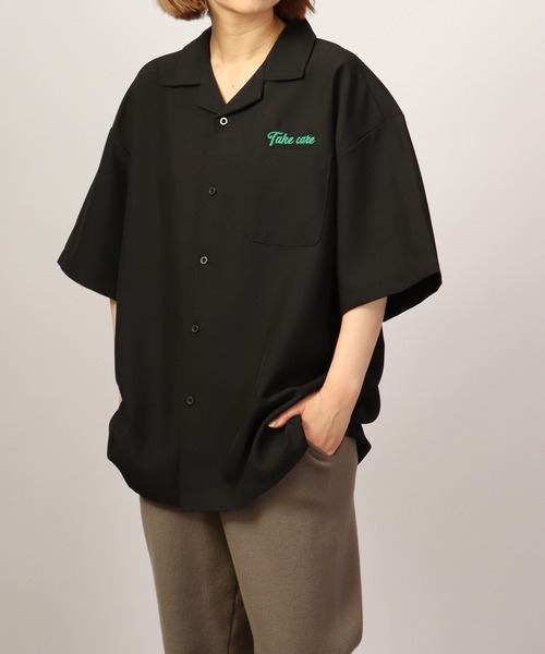 【セール】ルーズシルエット刺繍入り半袖シャツ（シャツ/ブラウス）｜ATELANE（アテレーン）