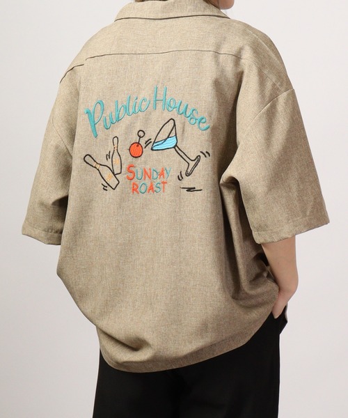 【セール】ルーズシルエット刺繍入り半袖シャツ（シャツ/ブラウス）｜ATELANE（アテレーン）