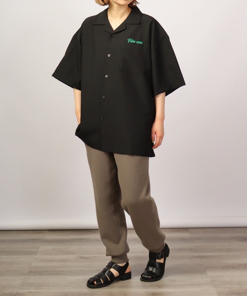 【セール】ルーズシルエット刺繍入り半袖シャツ（シャツ/ブラウス）｜ATELANE（アテレーン）