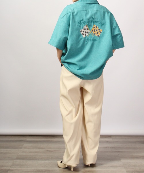 【セール】ルーズシルエット刺繍入り半袖シャツ（シャツ/ブラウス）｜ATELANE（アテレーン）