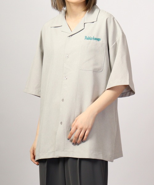 【セール】ルーズシルエット刺繍入り半袖シャツ（シャツ/ブラウス）｜ATELANE（アテレーン）