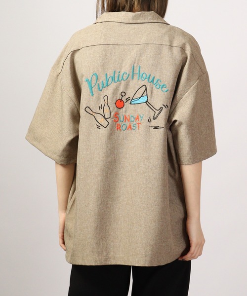 【セール】ルーズシルエット刺繍入り半袖シャツ（シャツ/ブラウス）｜ATELANE（アテレーン）