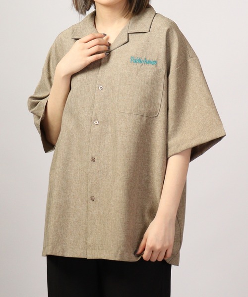 【セール】ルーズシルエット刺繍入り半袖シャツ（シャツ/ブラウス）｜ATELANE（アテレーン）