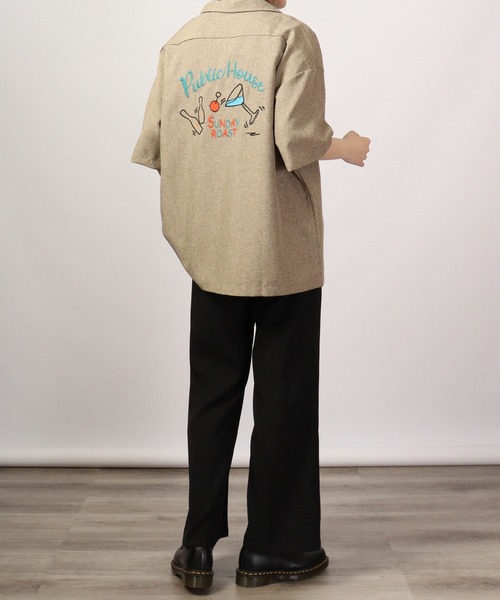 【セール】ルーズシルエット刺繍入り半袖シャツ（シャツ/ブラウス）｜ATELANE（アテレーン）