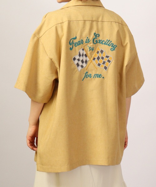 【セール】ルーズシルエット刺繍入り半袖シャツ（シャツ/ブラウス）｜ATELANE（アテレーン）