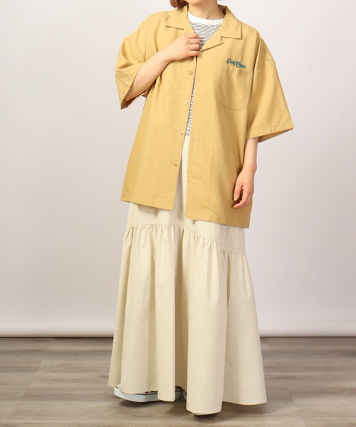 【セール】ルーズシルエット刺繍入り半袖シャツ（シャツ/ブラウス）｜ATELANE（アテレーン）