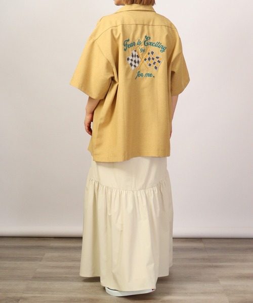 【セール】ルーズシルエット刺繍入り半袖シャツ（シャツ/ブラウス）｜ATELANE（アテレーン）