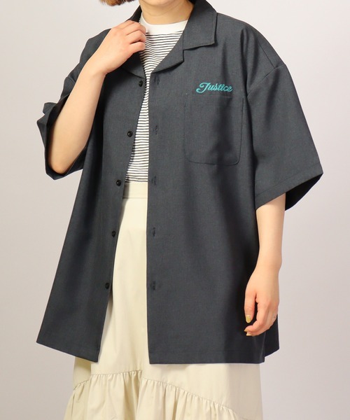 【セール】ルーズシルエット刺繍入り半袖シャツ（シャツ/ブラウス）｜ATELANE（アテレーン）