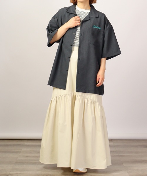 【セール】ルーズシルエット刺繍入り半袖シャツ（シャツ/ブラウス）｜ATELANE（アテレーン）