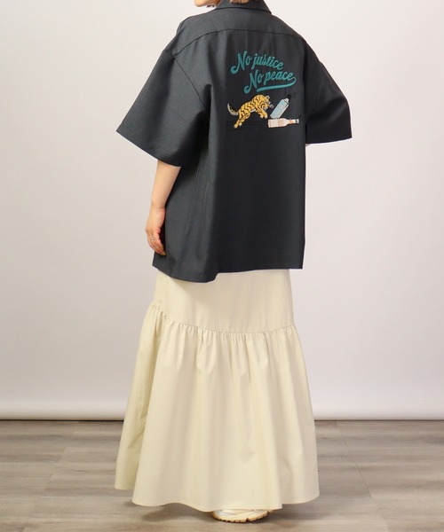 【セール】ルーズシルエット刺繍入り半袖シャツ（シャツ/ブラウス）｜ATELANE（アテレーン）