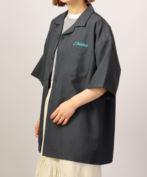 【セール】ルーズシルエット刺繍入り半袖シャツ（シャツ/ブラウス）｜ATELANE（アテレーン）