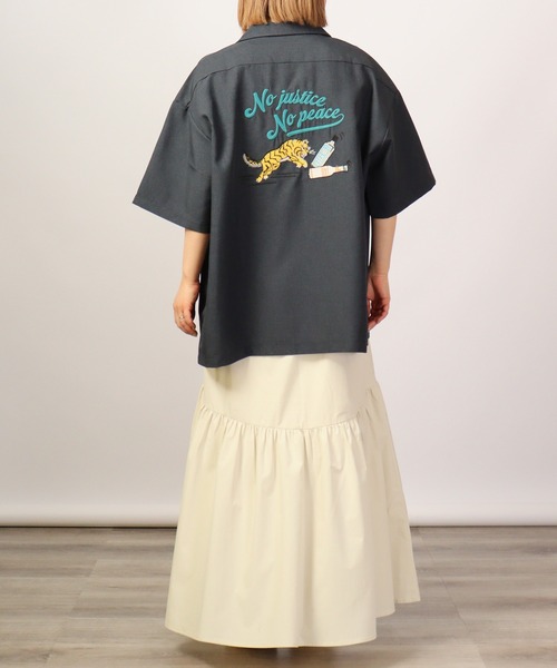 【セール】ルーズシルエット刺繍入り半袖シャツ（シャツ/ブラウス）｜ATELANE（アテレーン）